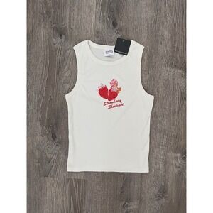 Strawberry Shortcake Graphic Tank Top Cropped Vintage 90s Y2K. Soft Size Small